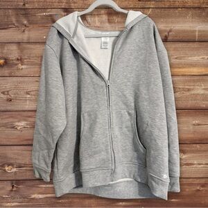 DANSKIN Grey Full Zip Hoodie Soft Fuzzy Lined Active Jacket – Women’s XXL